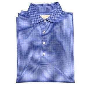 Donald Ross Polo Golf Shirt blue small plaid M‎